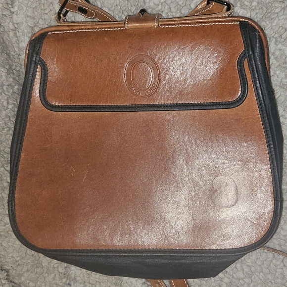 Paco Lobo Cognac Leather Black Nylon Crossbody Bag Adjustable Strap Purse - Picture 13 of 16